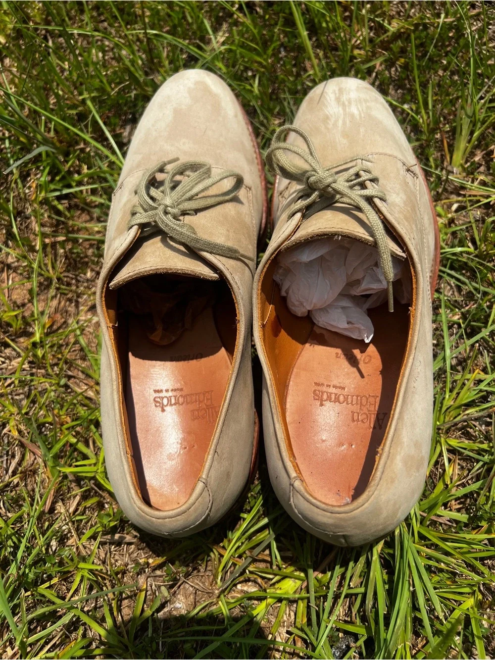 CLEAN Allen Edmonds size 9 Mens Orlean Style Nubuck Beige Oxford shoes